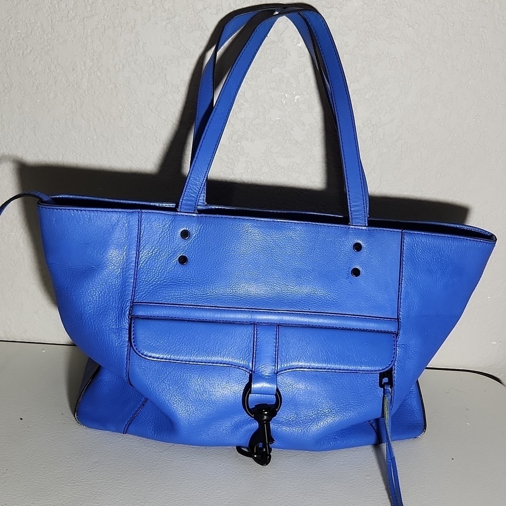 Rebecca Minkoff Bowery Leather Tote Bag Electric Blue With Black Hardware Purse